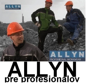KOLEKCIA ALLYN Kolekciu ALLYN tvorí široké spektrum odevov, nájdete tu okrem montérkových nohavíc aj ľahké tričká alebo zimné bundy. Odevy sú doplnené reflexnými komponentmi 3M. Materiálové zloženie je zárukou pohodlia, priedušnosti a tvarovek i farebnej stálosti. Množstvo multifukčných vreciek rôznej veľkosti, zosilnenie exponovaných miest materiálmy DuPont CORDURA alebo 600D polyester je v tejto kolekcii samozrejmosťou. Materiály montérkových kolekcií, z ktorých sú odevy ALLYN vyrobené, obsahujú polyester (65%) s prímesou bavlny (35%), 280g/m2 alebo 100% polyester (softshell alebo coolway) Farba kolekcie bola rozšírená na tri farebné variácie